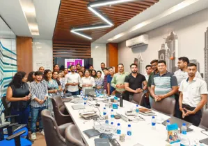 Team brainstorming session with active discussion