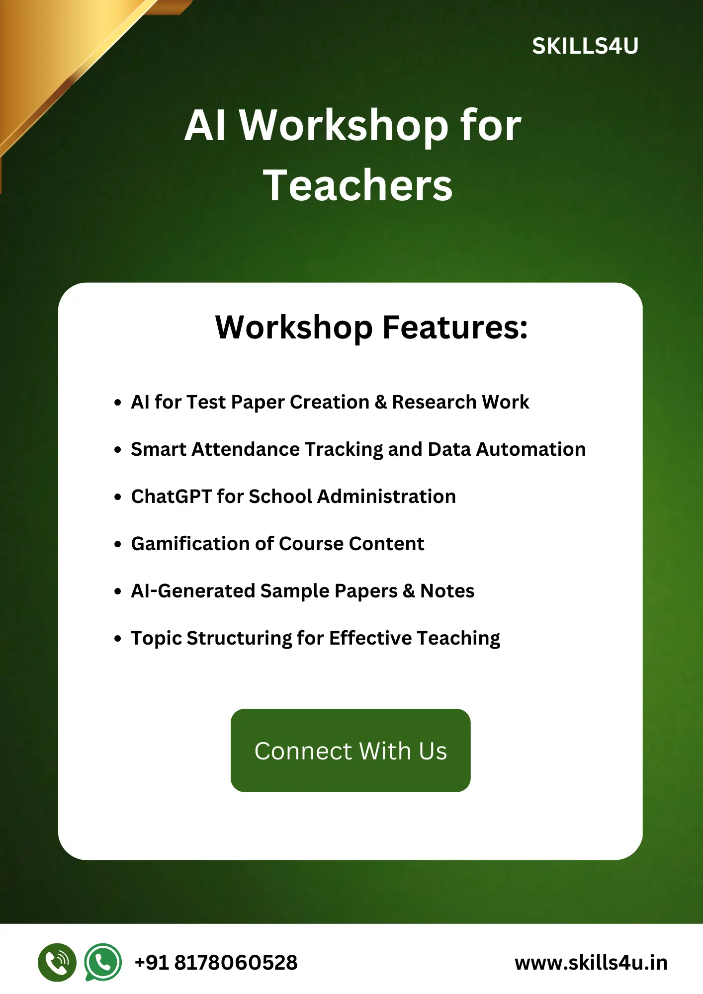 AI for Teachers Workshop Poster