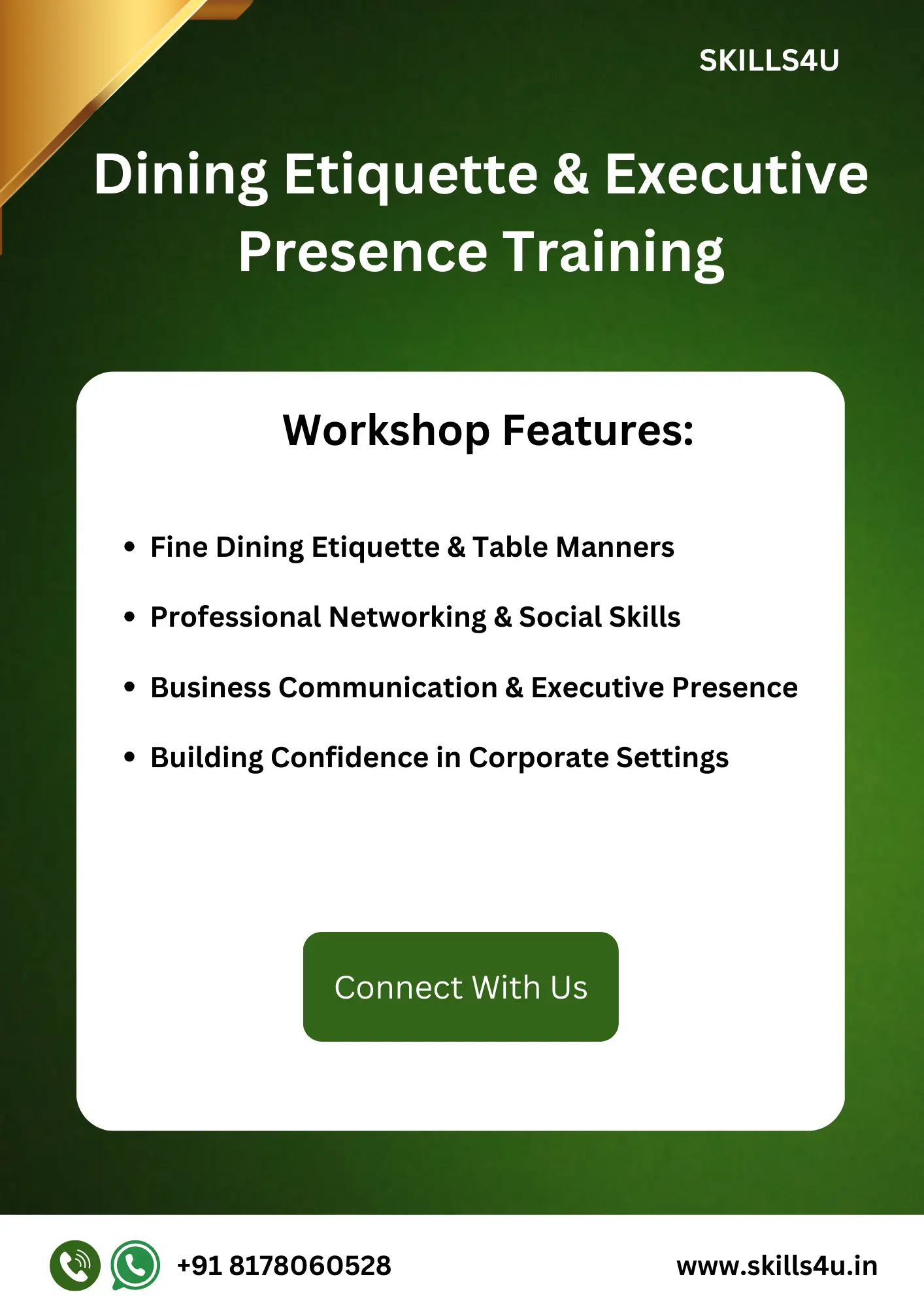 Dining Etiquette and Executive Presence Training Poster
